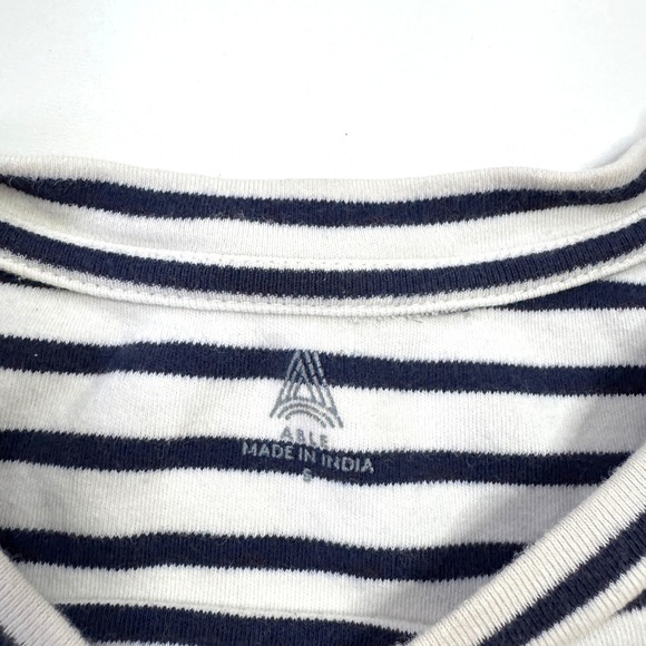 ABLE Striped Maria Boxy Tee Shirt Navy White Cotton Crew Neck Short Sleeve Small - Picture 3 of 5